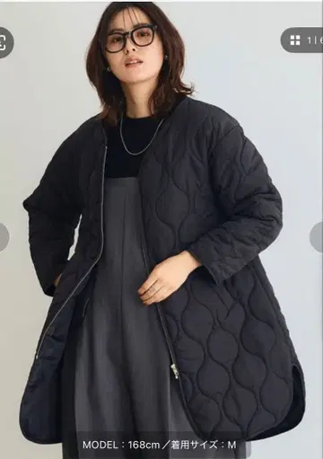 발수 노카라 퀼팅 코트 블랙 LL