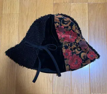 [ 미사용 새상품 ] CA4LA 튤립햇 패치워크 블랙