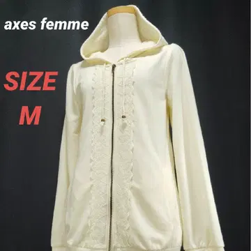 axes femme 엑시즈팜 후드티 풀 집업 레이스 프릴 화이트