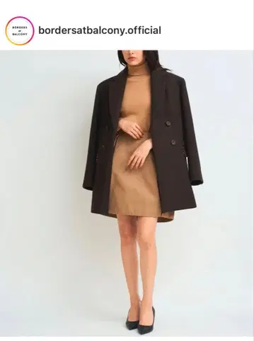 다크 브라운 더블 브레스트 체스터 코트