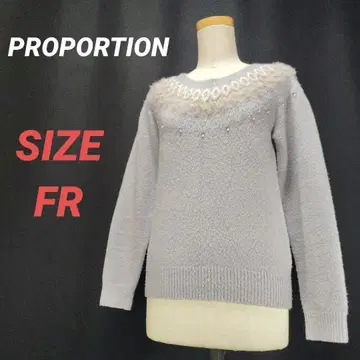 PROPORTION 프로포션 니트 스웨터 비쥬 펄 보라색