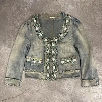 비즈 장식 데님 자켓 38