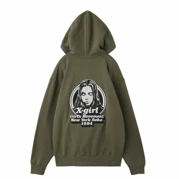 X-girl 페이스 로고 지퍼 후드티 미사용 새상품