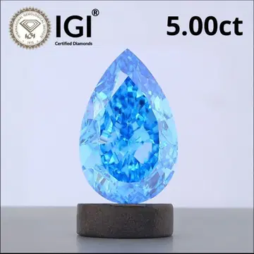 5.00ct VIVID BLUE 페어쉐이프 라보그로운 다이아몬드