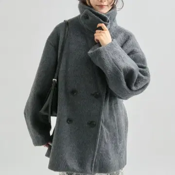 mystic 울 혼방 샤기 미들 코트 사이즈 2 차콜 그레이