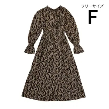 꽃무늬 롱 원피스 긴팔 프리 사이즈 플라워 프린트