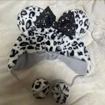 디즈니 미니 표범 무늬 팬캡 화이트