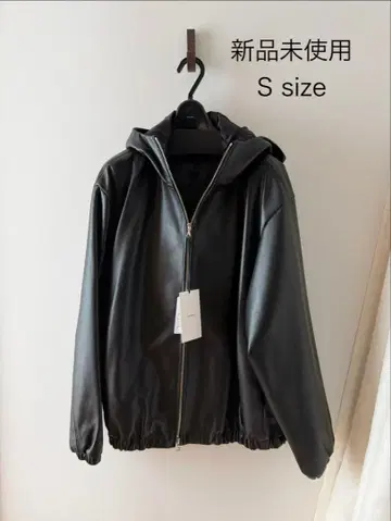 ssstein Leather Hooded Short Jacket