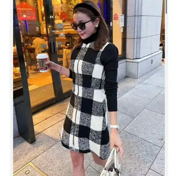 sheller 셰리에 프론트 지퍼 체크 원피스