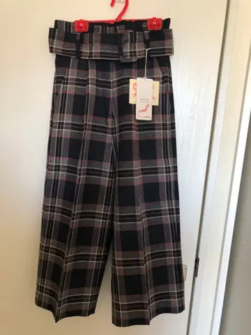 깔끔한 체크 와이드 팬츠