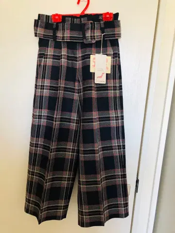 깔끔한 체크 와이드 팬츠