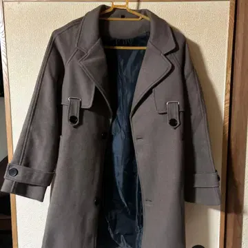 브라운 울 혼방 체스터 코트