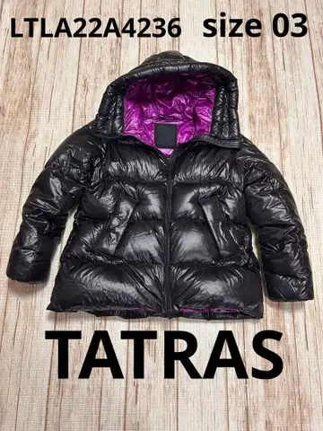 [컨디션 최상] TATRAS 후드 부착 다운 자켓 블랙/퍼플