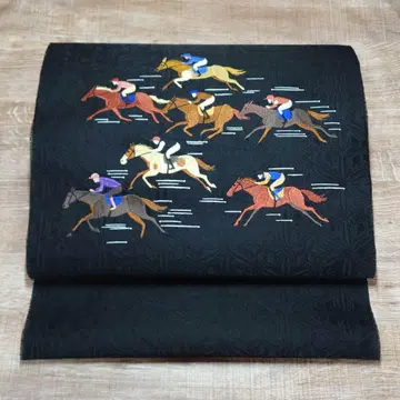 나고야 오비 말 자수 블랙 경주마 재단 포함