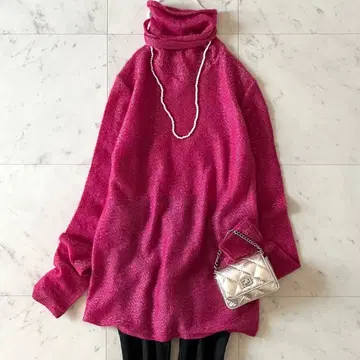 새상품급 BACCA 바카 투모로우랜드 모헤어 라메 랩핑 니트 블라우스