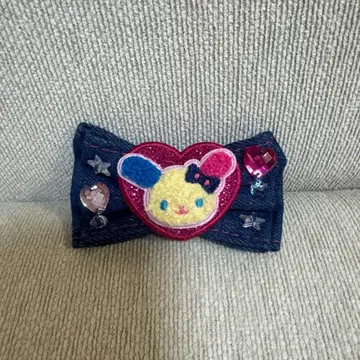 산리오 우사하나 앞머리 클립 데님