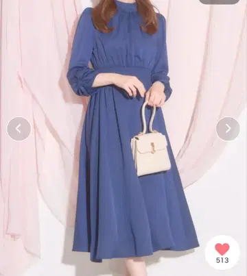 toccocloset 소매 리본 원피스 네이비 동창회