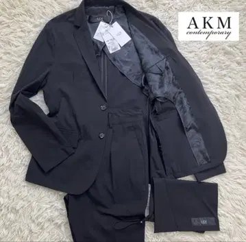 택 포함 미사용품 AKM Contemporary 셋업 수트 블랙