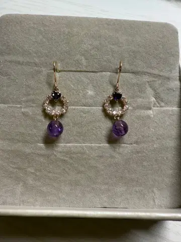 K10 자수정풍 비즈 후프 귀걸이