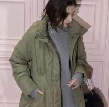 새상품 미사용 OPAQUE.CLIP 충전솜 코트 38/M 올리브 그린