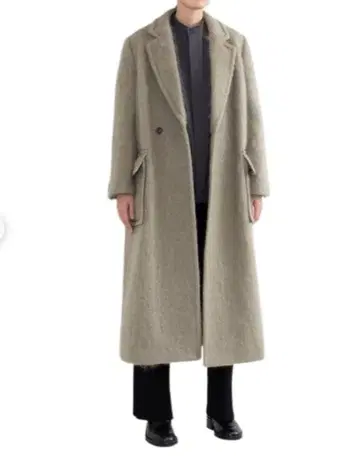 HYKE 하이크 모헤어풍 더블 브레스트 롱 코트
