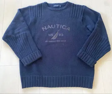 레어 NAUTICA 자수 네이비 니트