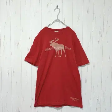 Y241 아베크롬비 앤 피치 반팔 티셔츠 빨간색 빈티지 느낌 L