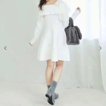 MAJESTIC LEGON 오프숄더 리본 니트 원피스