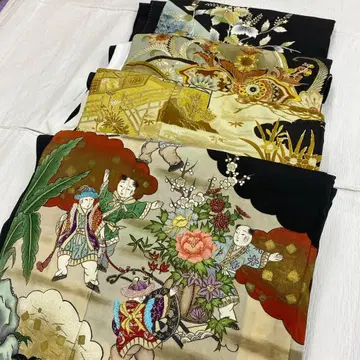 6842 블랙 전통 예복 기모노 세트 리메이크 자수 동자 금실