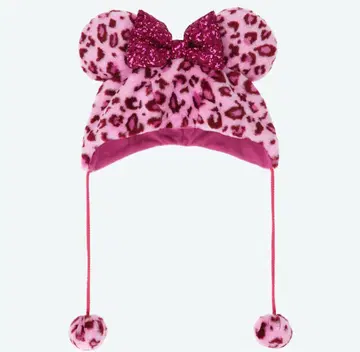 디즈니 팬 캡 레오파드 무늬 핑크