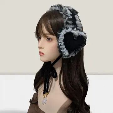 핸드메이드 귀도리 귀마개 블랙 귀마개 니트 y2k 그런지