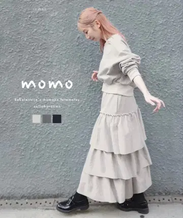 소마츠 모모코 씨 콜라보 티어드 롱 스커트