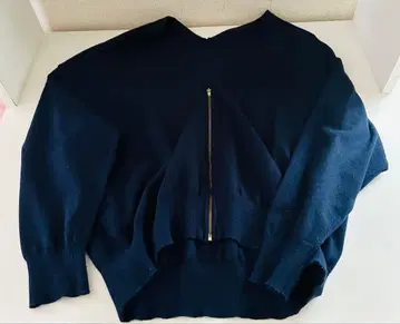 ESPRITMUR 네이비 지퍼 V넥 스웨터