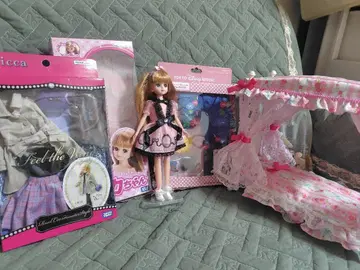 리카 핑크 드레스 인형 본체 의류 침대 세트