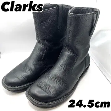 레어 클락스 페코스 부츠 숏부츠 블랙 가죽 주름 각인 24.5