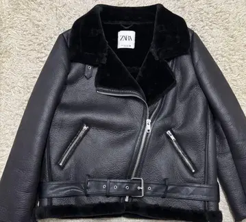 컨디션 최상 ZARA 페이크 무스탕 더블 라이더 블랙 XL 빅 사이즈