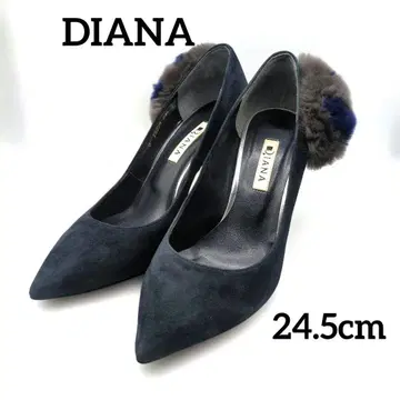 DIANA 네이비 퍼 하이힐 펌프스