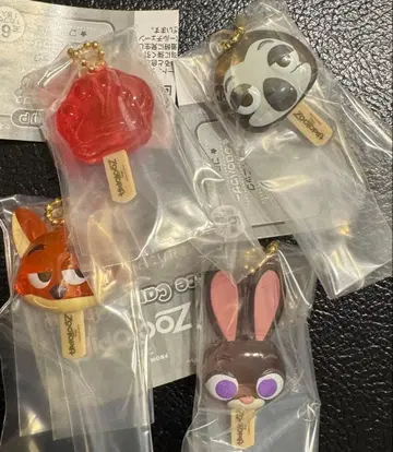 주토피아 아이스캔디 참 4개 세트 가챠 주디 아이스캔디