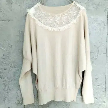 캐시미어 하이 게이지 래글런 니트 레이스 리브 봉주르