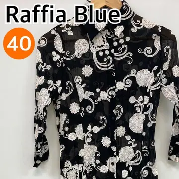 라피아 블루 원피스 셔츠 원피스 꽃무늬 40 [ CT1821 ]