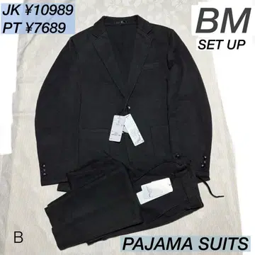 아오키 비슈 울 블렌드 파자마 수트 차콜 와플 저리 상하의