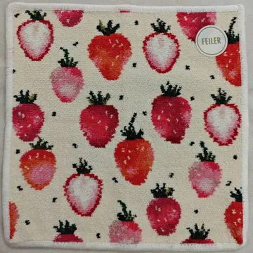 페이러 손수건 미사용 새상품 스트로베리 도트 아이보리