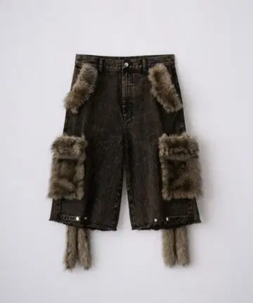 GRANCY 퍼 포켓 디자인 하프 데님 카고 팬츠 M 사이즈