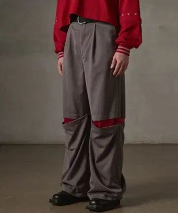 grancy 튤 레이어드 디자인 슬랙스 그레이 S 사이즈