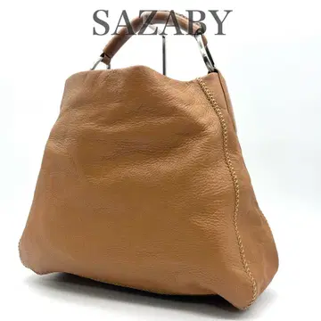 사자비 SAZABY 원 숄더백 로프 편직 가죽 카멜