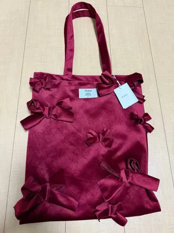 jouetie 벨로아 리본 토트백