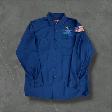 00s XL Red Kap 워크 셔츠 네이비 자수 패치