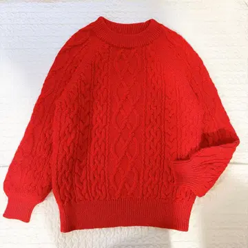 새상품급 저널 스탠다드 레사주 케이블 니트 씨스루얀 빨간색