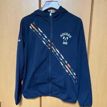 adidas 플라워 무늬 자켓 XS 네이비