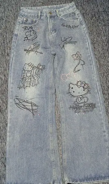 헤이세이 Y2K 키티 팬츠